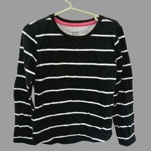 Wonder Nation Girls Long Sleeved Black and White Striped T-shirt Sz XS 4-5